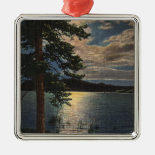 Adorno Metálico Vista iluminada por la luna del lago