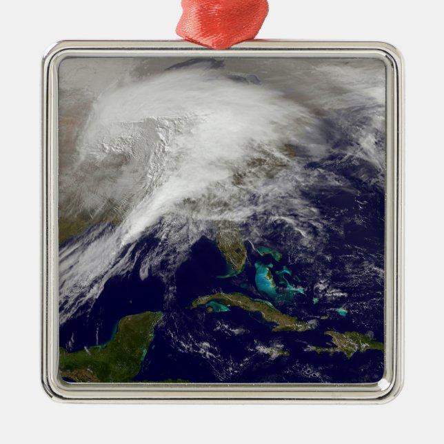 Adorno Metálico Vista satelital de una enorme tormenta de invierno (Frente)