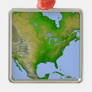 Adorno Metálico Vista topográfica de América del Norte