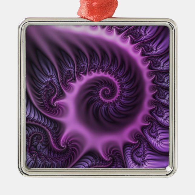 Adorno Metálico Vivid Abstract Cool Pink Purple Fractal Art Spiral (Frente)