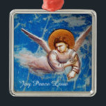 ADORNO METÁLICO VOLANDO NAVIDADES ANGEL EN AZUL. VUELTA A EGIPTO<br><div class="desc">Vuelo a Egipto,  Angel detalla desde Cappella Scrovegni Giotto di Bondone 1267 - 1337. obra maestra de arte de estilo medieval italiano, </div>