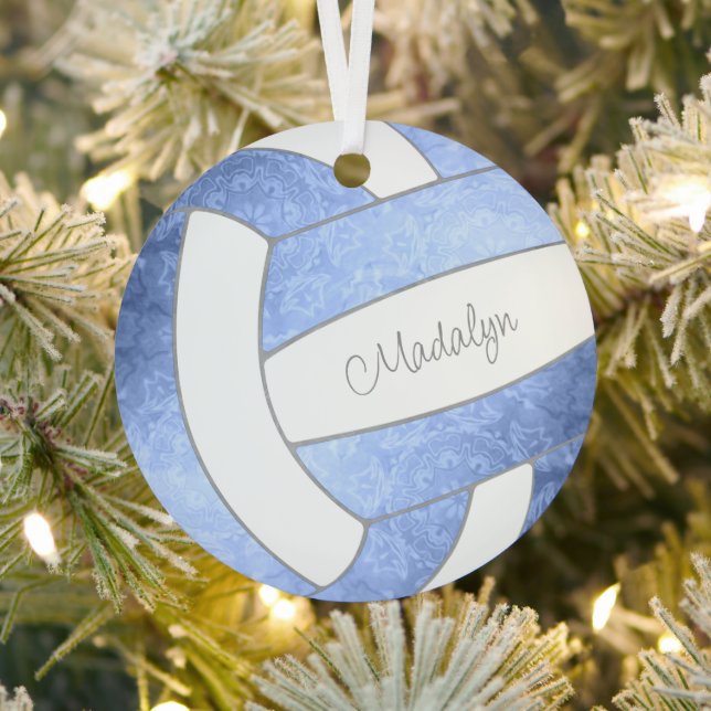 Adorno Metálico voleibol de keepsake azul giratorio (in situ)