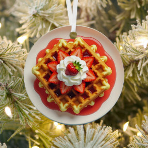 Adorno Metálico Waffles, fresas y Navidades de crema batida