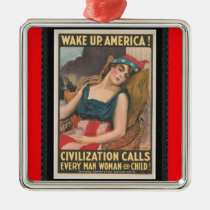Adorno Metálico Wake Up America Poster