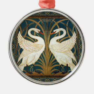 Adorno Metálico Walter Crane Swan, Rush E Iris Art Nouveau