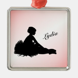 Adorno Metálico Weary Ballerina Personalizada con Nombre Rosa