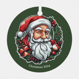 Adorno Metálico Weihnachtsmannkopf mit Kranz -