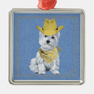 Adorno Metálico Westie Vaquero en Denim
