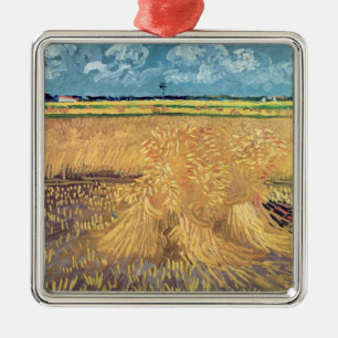 Adorno Metálico Wheatfield con las gavillas, 1888 de Vincent van