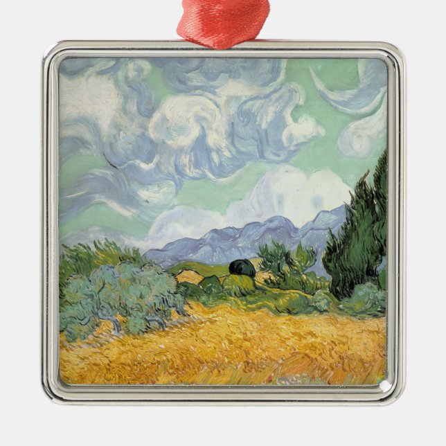 Adorno Metálico Wheatfield con los cipreses, 1889 de Vincent van (Frente)