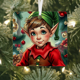 Adorno Metálico Whimsical Cartoon Elf | Personalized Christmas