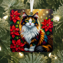 Adorno Metálico Whimsical Festive Cats Christmas Personalized