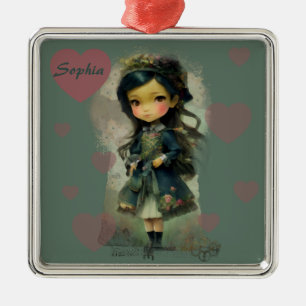 Adorno Metálico Whimsical Kawaii Fairy Tale Chica