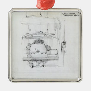 Adorno Metálico William Morris en su telar, caricatura