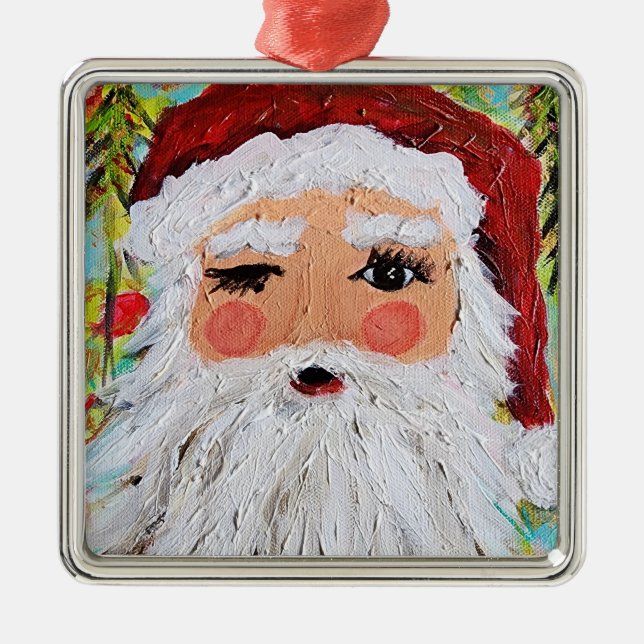 Adorno Metálico Winking Santa Ornament (Frente)