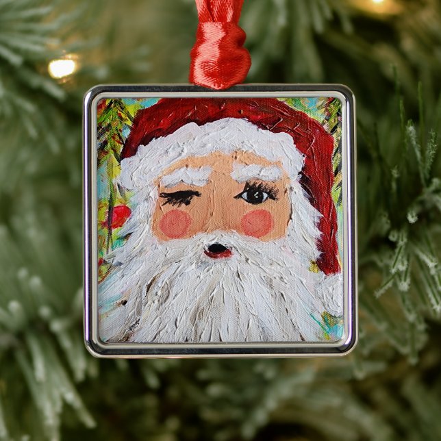 Adorno Metálico Winking Santa Ornament (Árbol)