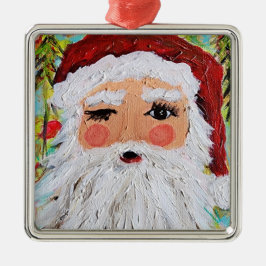 Adorno Metálico Winking Santa Ornament