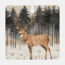 Adorno Metálico Winter Majesty Stag Winter Scene
