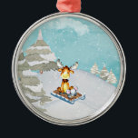 Adorno Metálico Winter Woodland Friends - Ilustracion animal<br><div class="desc">Esta hermosa colección vibrante de huellas de dibujos para niños, cuenta con una variedad de lindos animales acuarelas en una escena de nieve de invierno (ciervo y ratón) que recorren el trineo rodeado de altos árboles verdes brillando con la nieve ligera del sol brillante, mientras la nieve cae. Este bonito...</div>