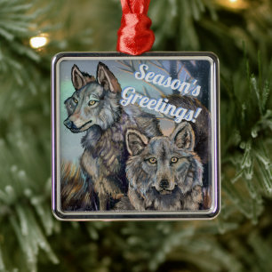 Adorno Metálico Wintery de Lobos Árticos