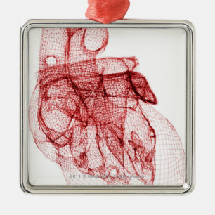 Adorno Metálico Wireframe de Digitaces del corazón humano
