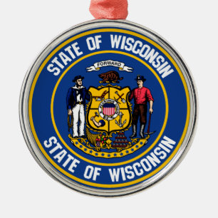 Adorno Metálico Wisconsin Round Emblem