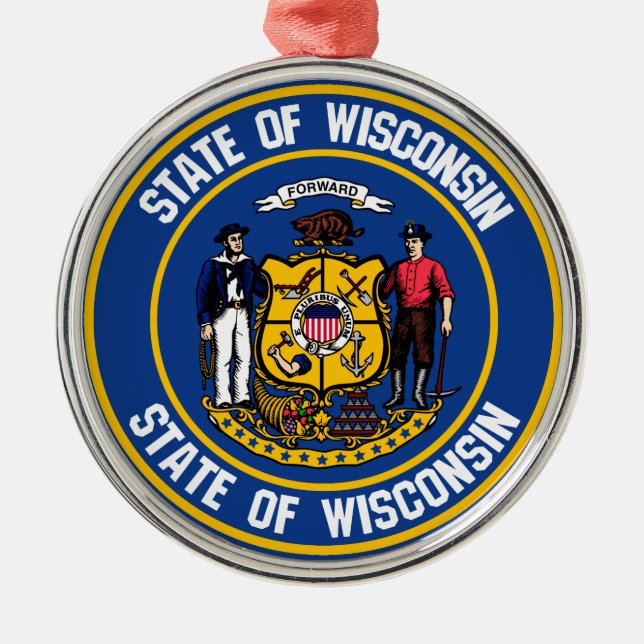 Adorno Metálico Wisconsin Round Emblem (Frente)