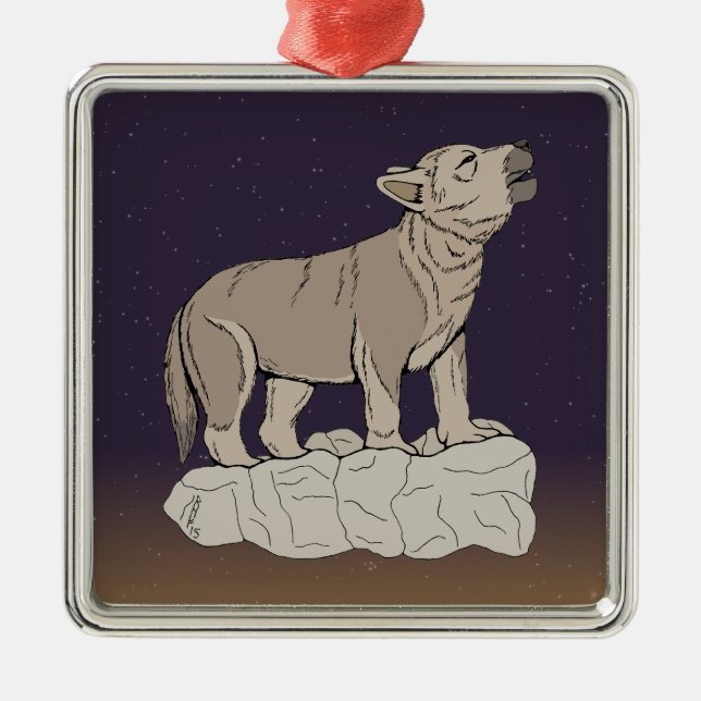 Adorno Metálico Wolf Pup Howling (Frente)