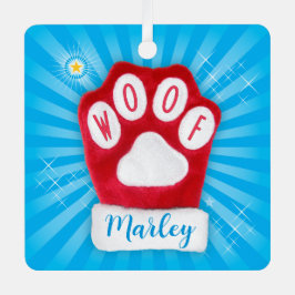 Adorno Metálico WOOF Navidades Santa Dog Red Mitten Stars Añadir n