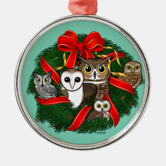 Adorno Metálico Wreath, Navidades de lechuzas Birdorables