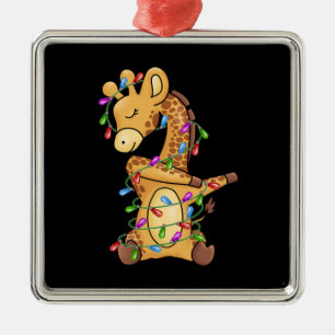 Adorno Metálico Xmas Gift Dabbing Giraffe Navidades