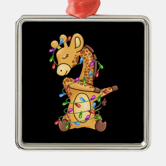 Adorno Metálico Xmas Gift Dabbing Giraffe Navidades (Frente)