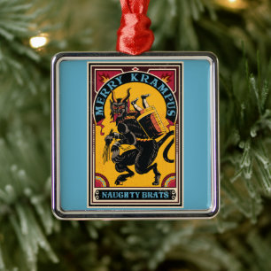 Adorno Metálico Xmas Merry Krampus Naughty Brats Circus Poster