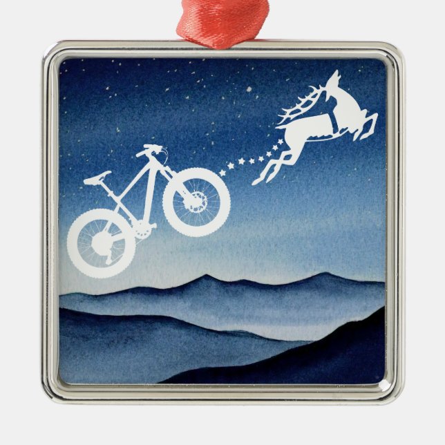 Adorno Metálico Xmas Mountain Bike Reindeer Christmas Star Night  (Frente)