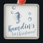 Adorno Metálico XMAS Ornament Seahorse Beach<br><div class="desc">Ornamento XMAS personalizado</div>