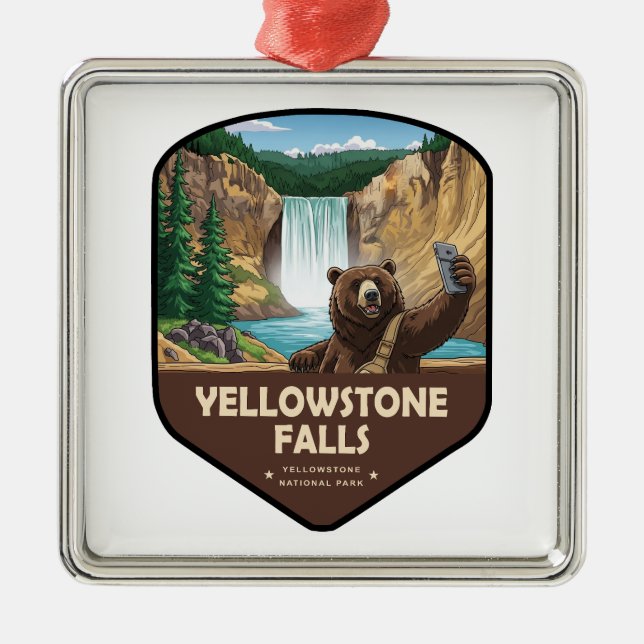 Adorno Metálico Yellowstone Falls Bear Selfie Shield (Frente)