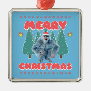 Adorno Metálico Yeti Divertido - Feliz Navidad