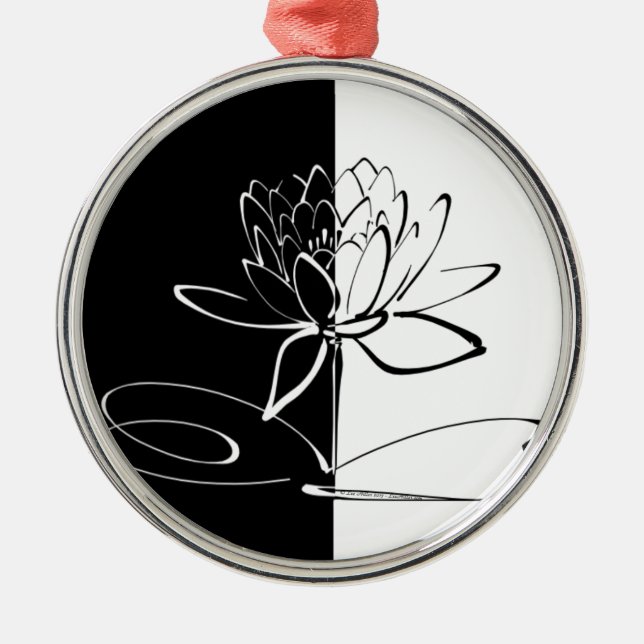 Adorno Metálico Yin Yang Black White Lotus Blossom (Frente)