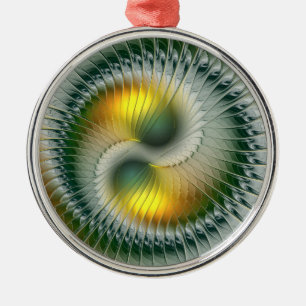 Adorno Metálico Yin Yang Navidades Colores resumen arte fractal