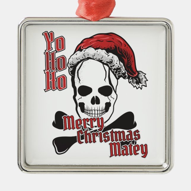Adorno Metálico Yo Ho Santa Pirate Jolly Roger (Frente)