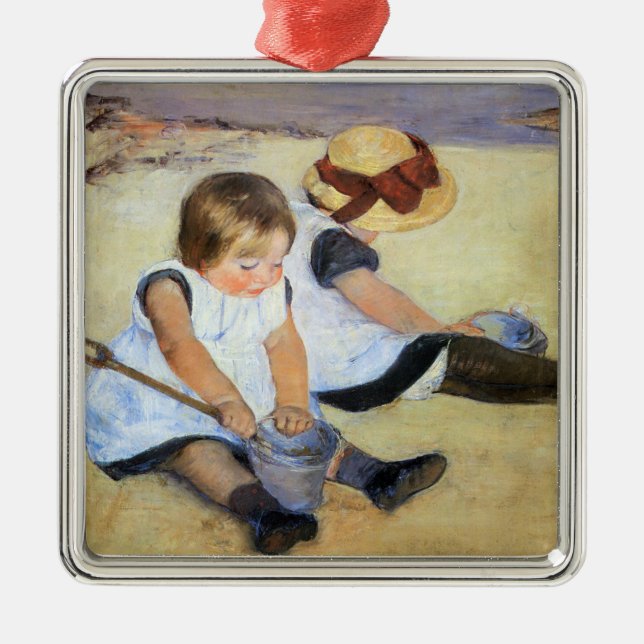 Adorno Metálico Young Children Playing on the Beach (Mary Cassatt) (Frente)