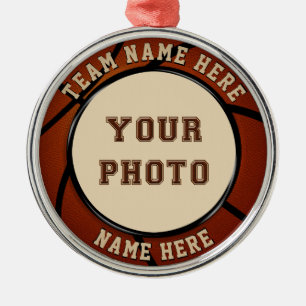 Adorno Metálico Your PHOTO and TEXT Basketball Ornaments