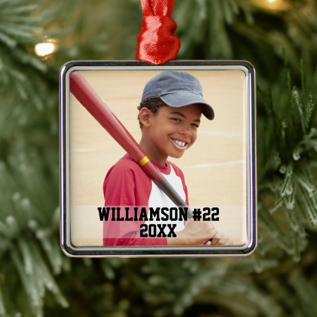 Adorno Metálico Your Photo Custom Baseball or Your Sport (Árbol)