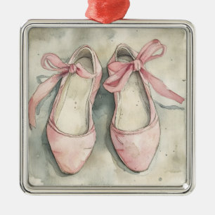 Adorno Metálico Zapatos de ballet de cinta rosa pastel vintage