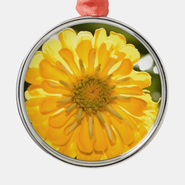Adorno Metálico Zinnia amarilla, margarita amarilla, flor amarilla (Frente)