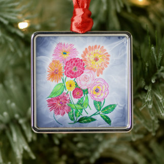 Adorno Metálico Zinnia Flower Artistic Garden Art