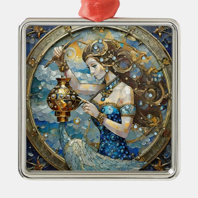 Adorno Metálico Zodiac - Aquarius El Aguador (Frente)