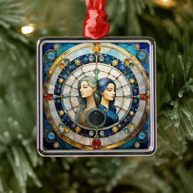 Adorno Metálico Zodiac - Gemini Los Gemelos (Árbol)