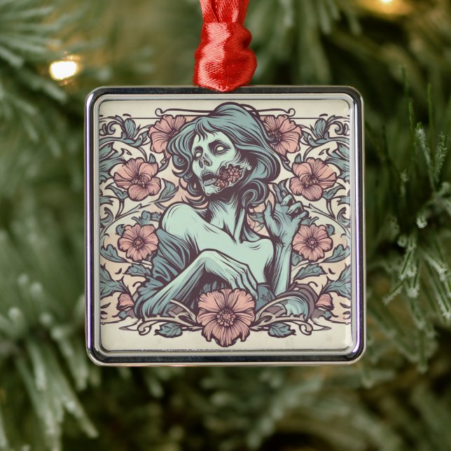 Adorno Metálico Zombie Art Nouveau con Bonito de flores (Árbol)