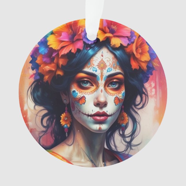 Adorno Mexican Catrina watercolor (Anverso)